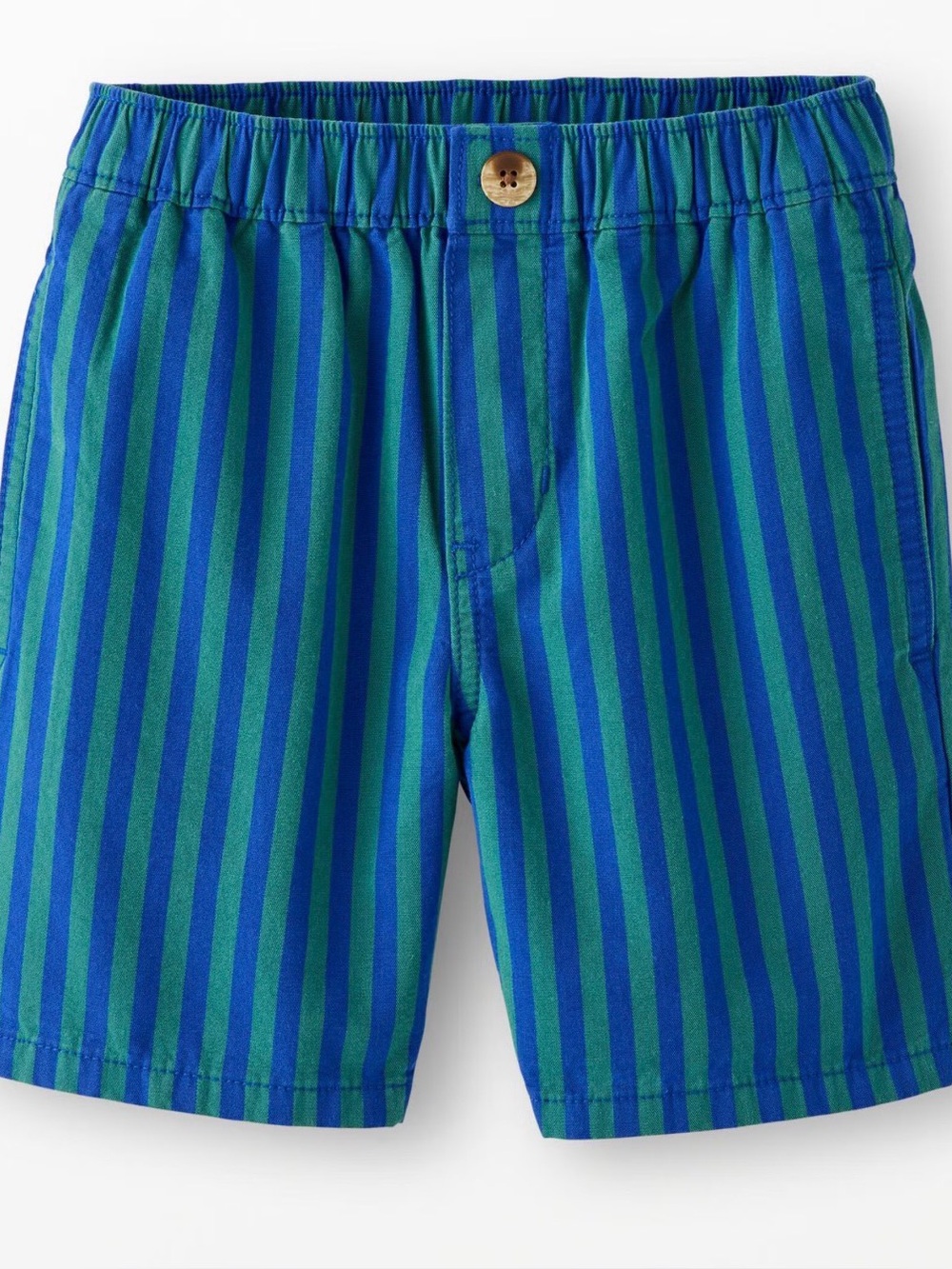 Hanna Andersson Blue and Green Striped Elastic-Waist Shorts